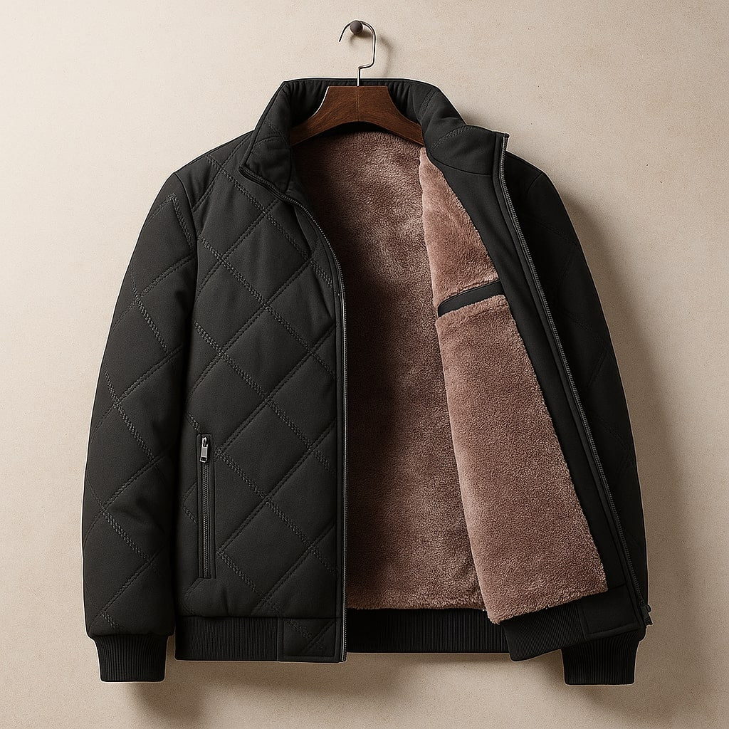 Quilted Bomber Jacket for Men - Zip Front - Image 5