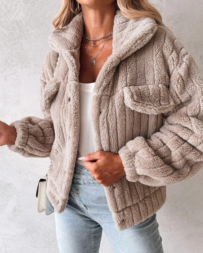 Fleece Jacket for Women - Button Front - Image 5