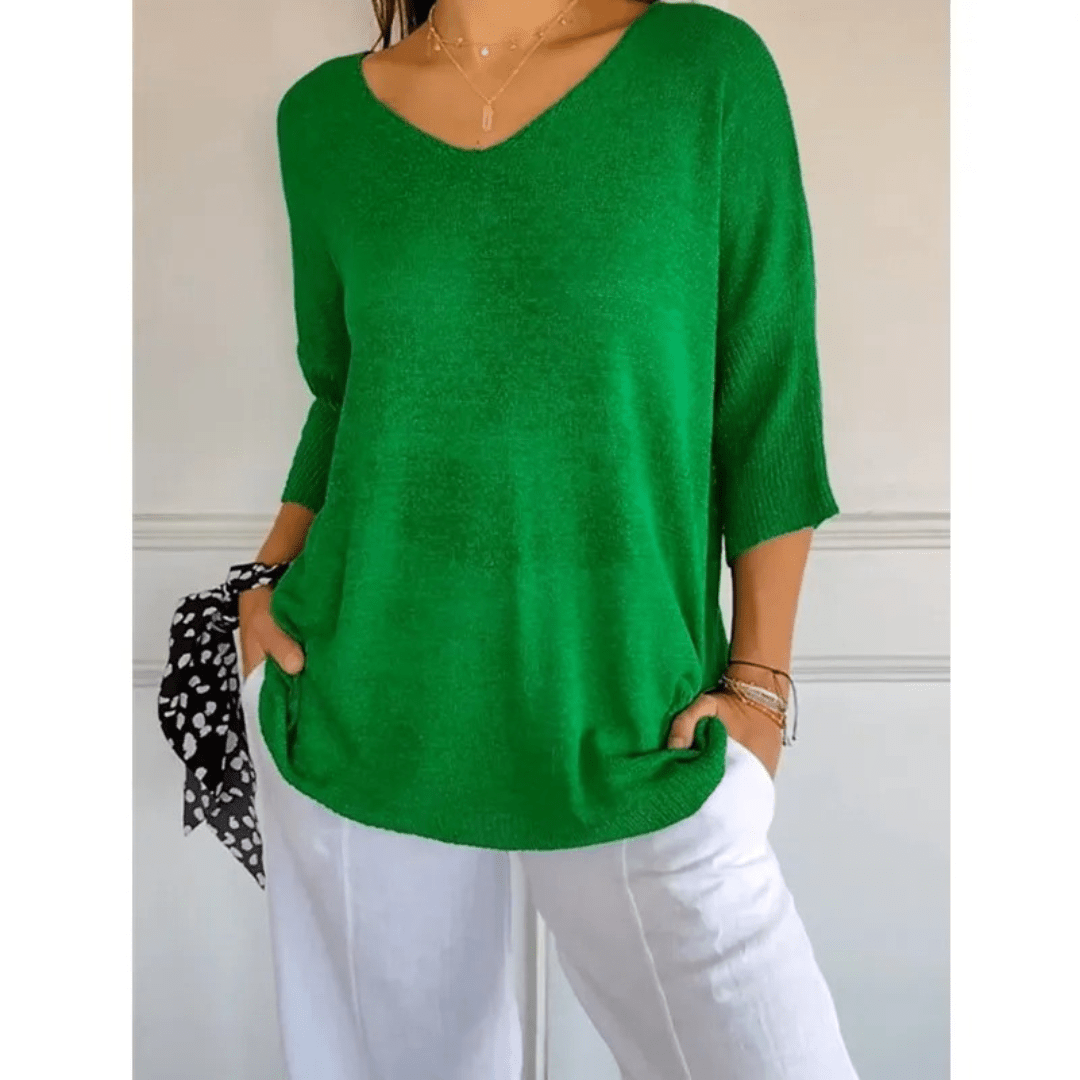 Image of Women's V-Neck 3/4 Sleeve Top