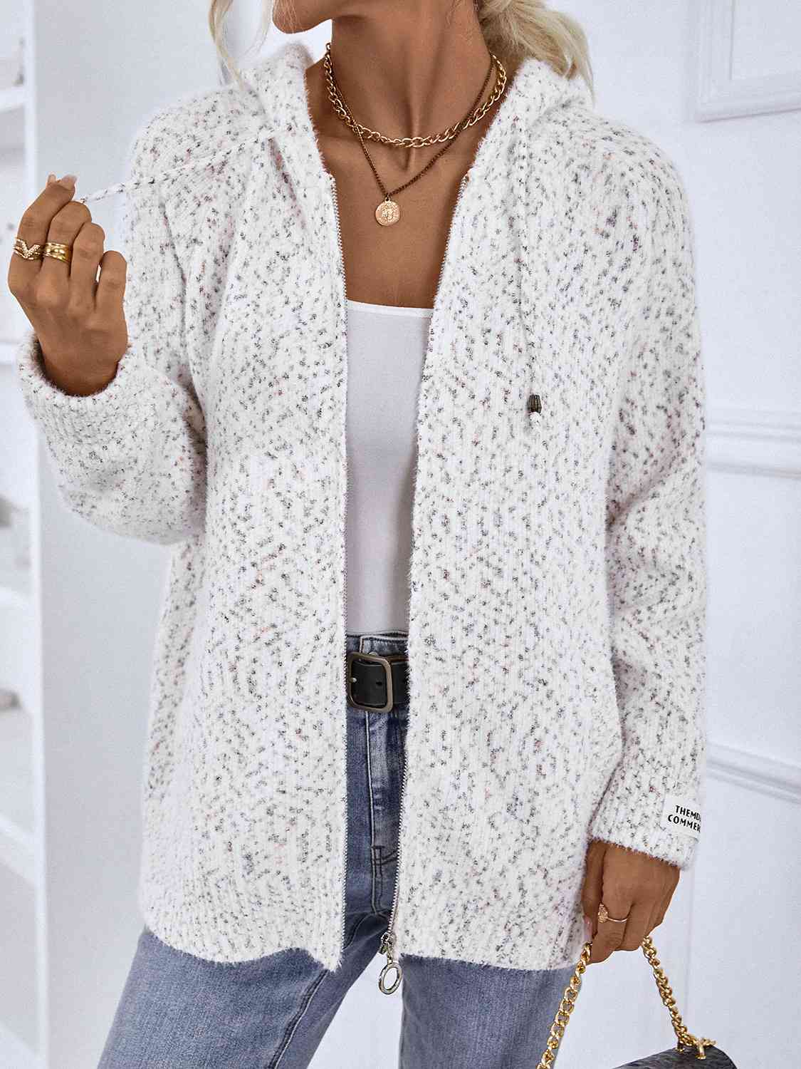 Hooded Cardigan for Women - Front Pockets - Image 3
