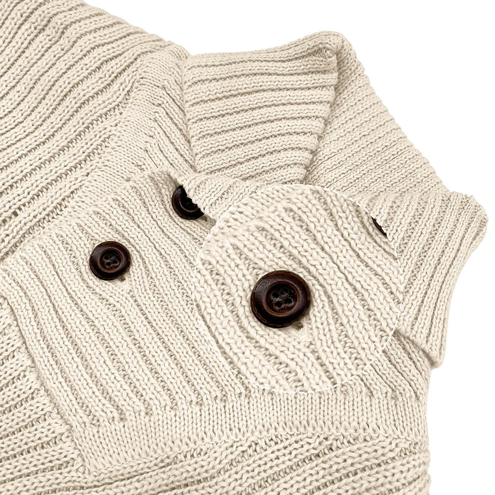 Cable Knit Sweater for Men - Button Front - Image 8
