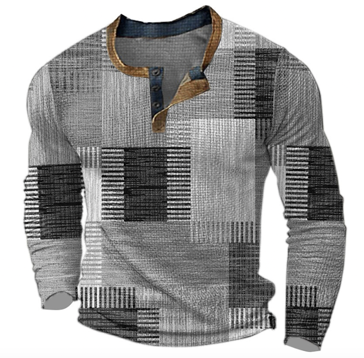 Long Sleeve Sweater for Men - Henley Neck - Image 4