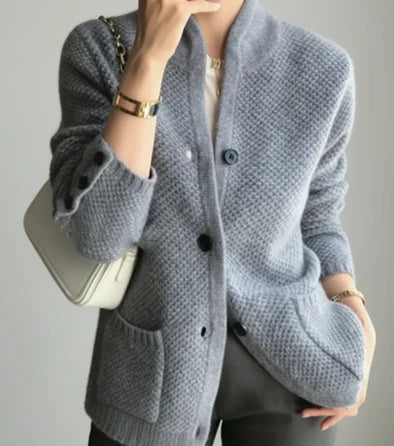 Button Front Cable Knit Cardigan for Women