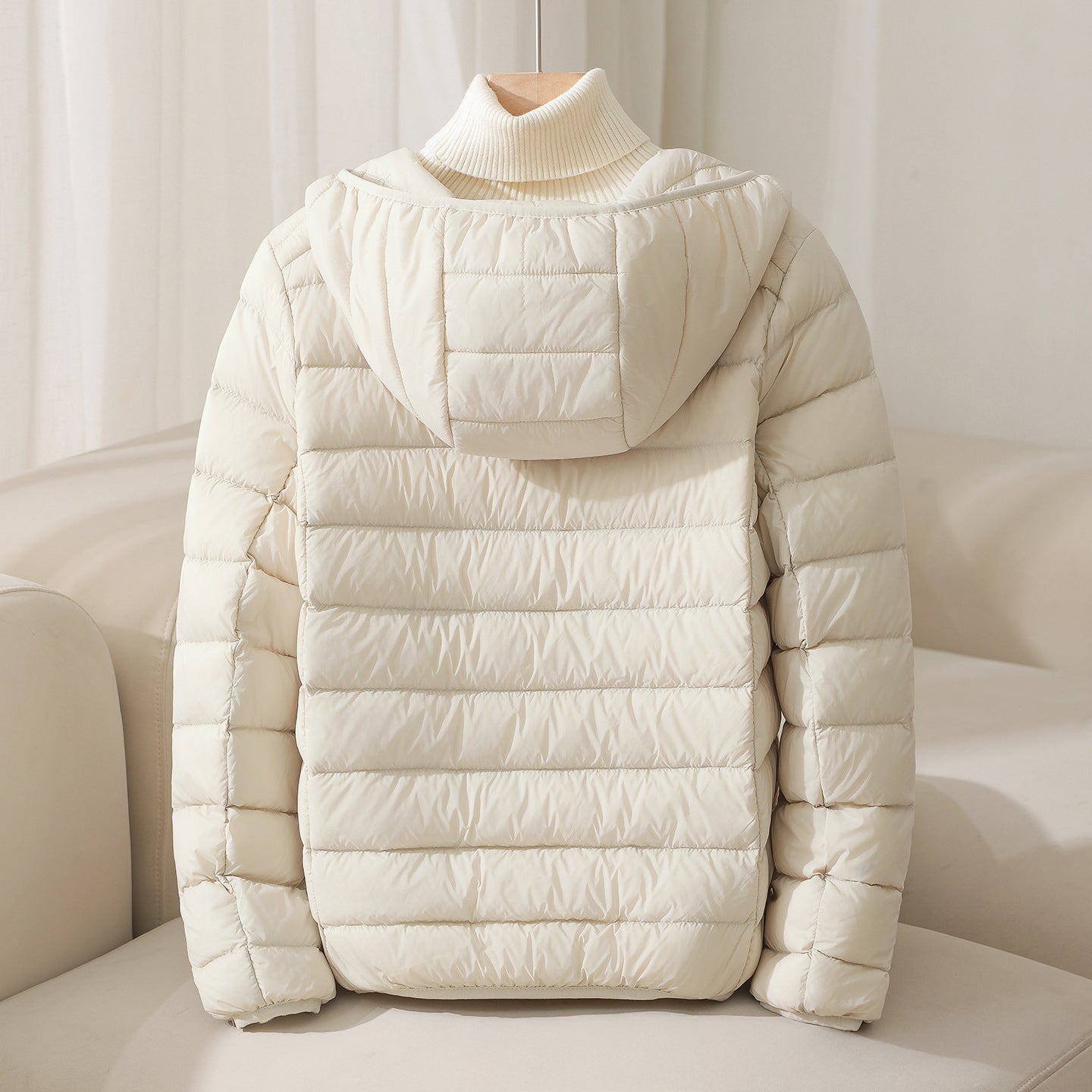 Puffer Hooded Jacket for Women - Zip Front - Image 6