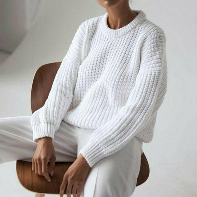 Knit Pullover Sweater for Women - Oversized - Image 7