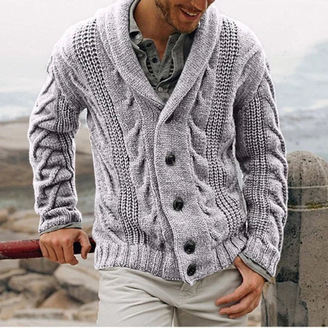 Shawl Collar Cardigan Sweater for Men - Button Front - Image 4