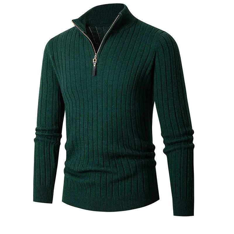 Ribbed Quarter-Zip Sweater for Men - Long Sleeve - Image 10