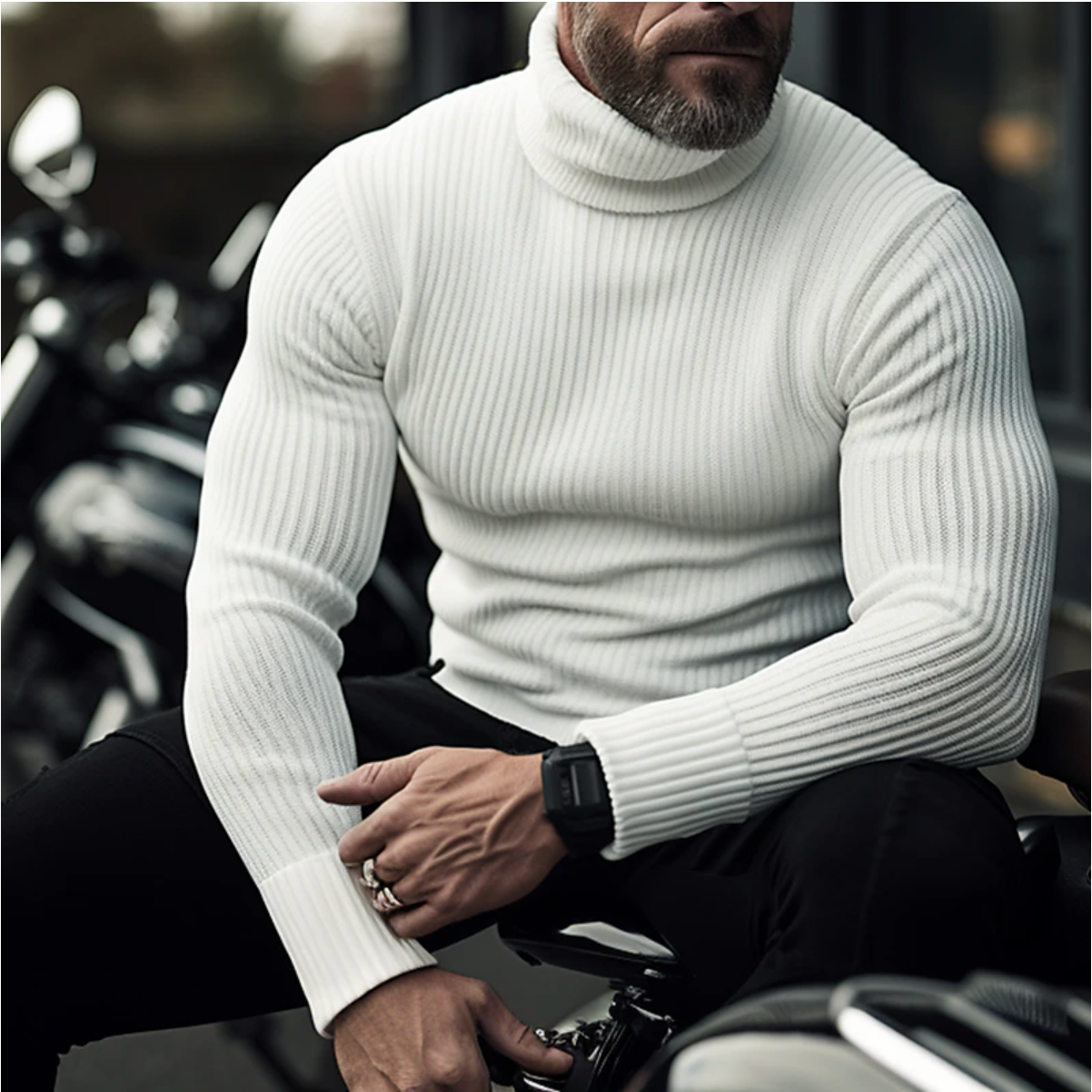 Turtleneck Sweater for Men - Long Sleeve - Image 7
