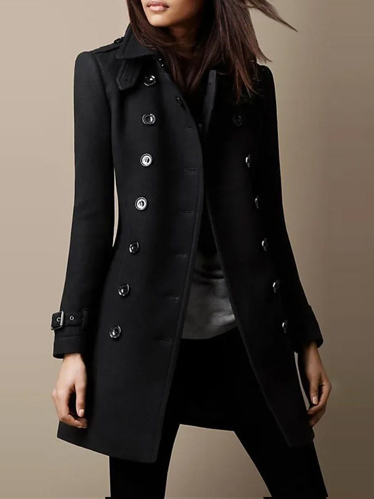 Double-Breasted Coat for Women - Button Front - Image 4