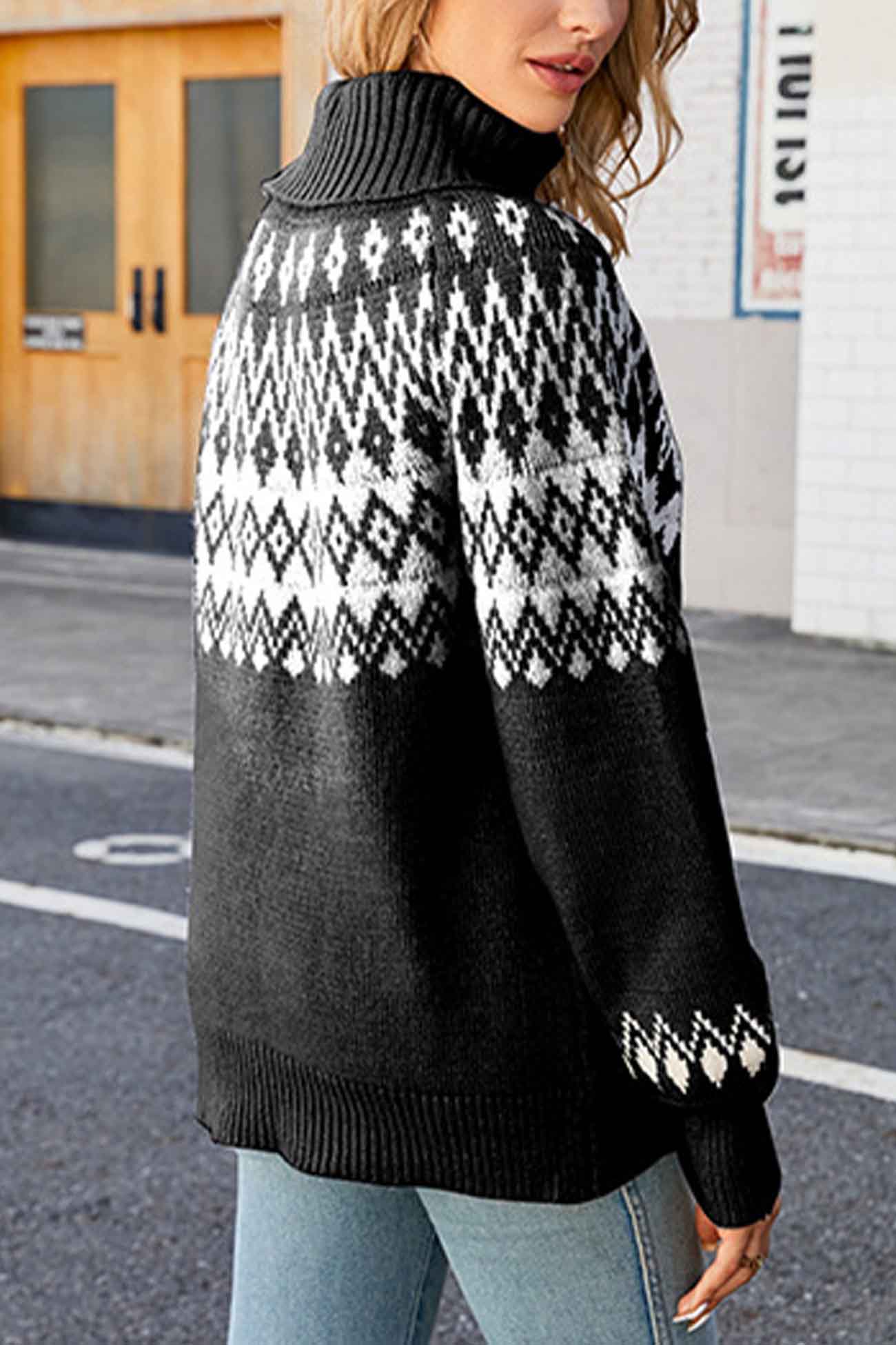 Fair Isle Sweater for Women - Turtleneck - Image 8