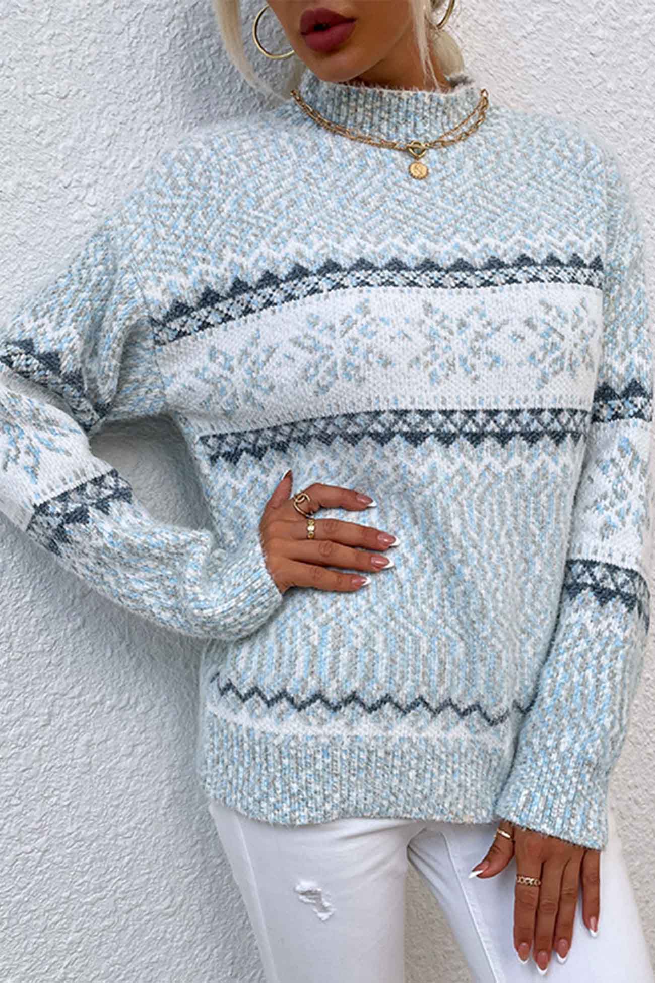 Fair Isle Crew Neck Sweater for Women - Relaxed - Image 5