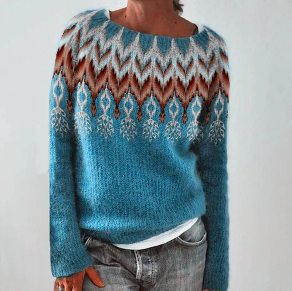 Crew Neck Fair Isle Sweater for Women - Image 6
