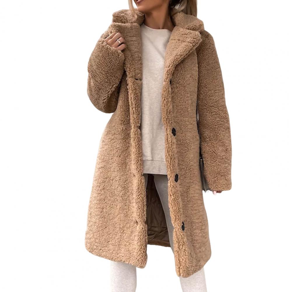 Teddy Long Coat for Women - Button Front - Image 4