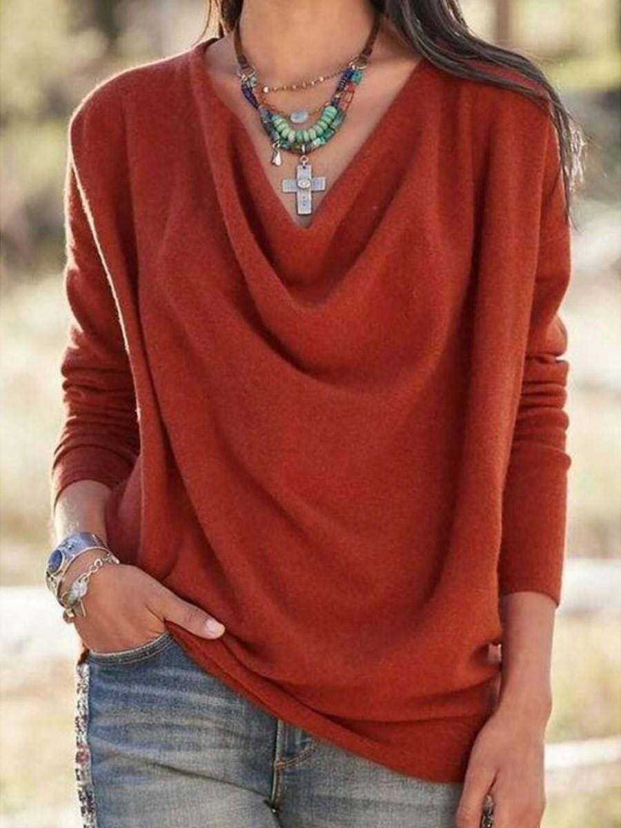 Cowl Neck Sweater for Women - Relaxed - Image 1