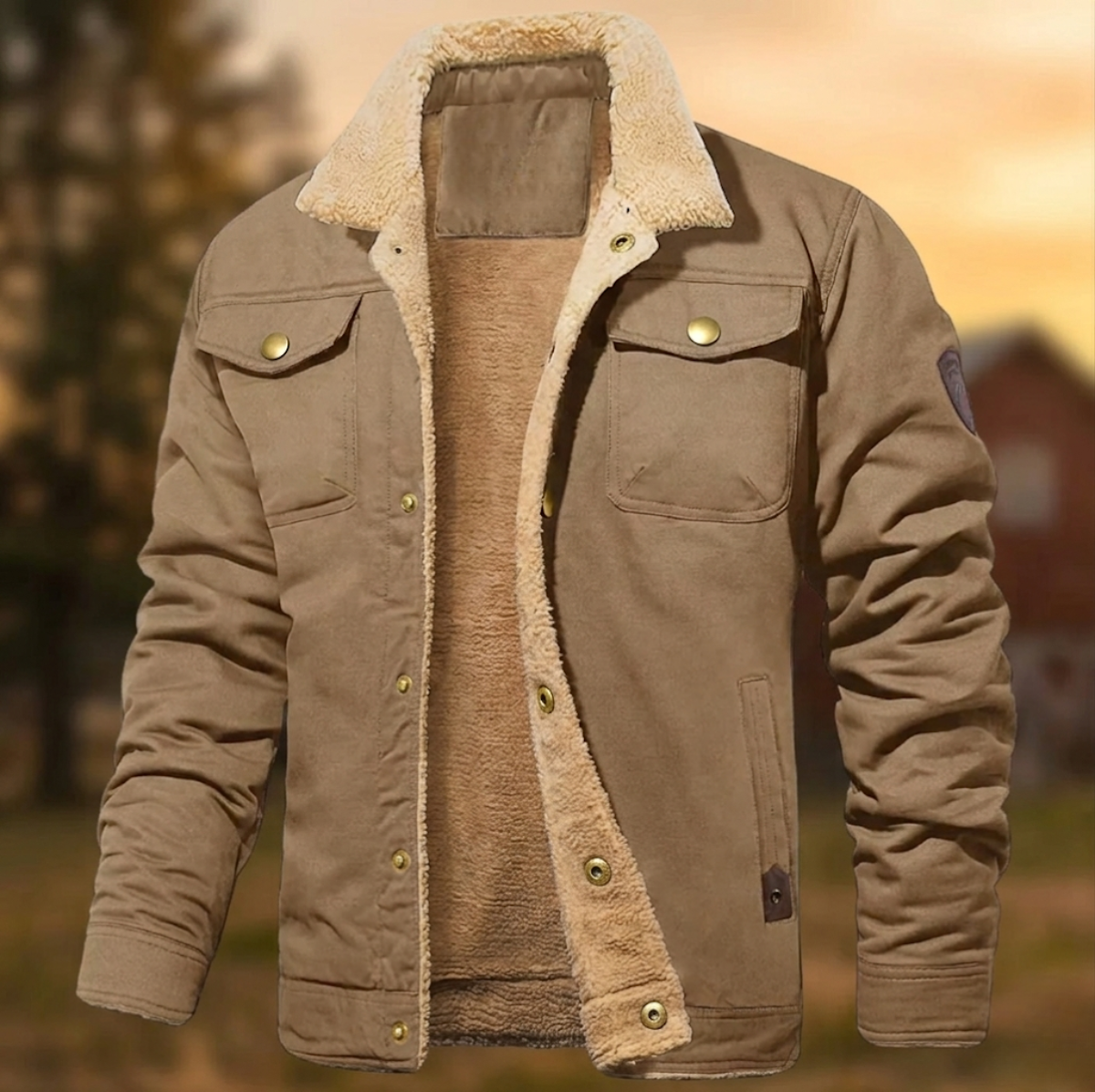 Men's Lined Bomber with Chest Pockets - Image 1