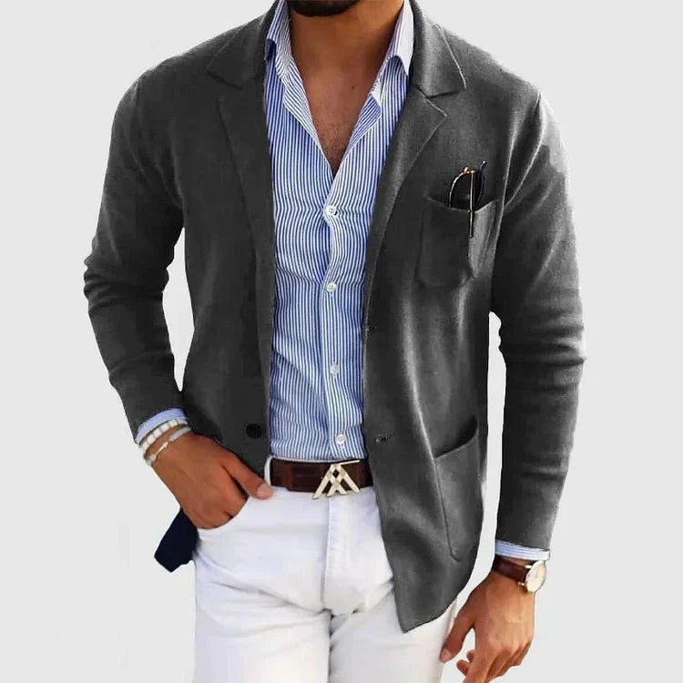 Knit Casual Blazer for Men - Patch Pockets - Image 7