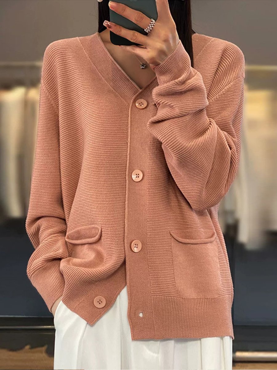 V-Neck Cardigan Sweater for Women - Button Front - Image 3