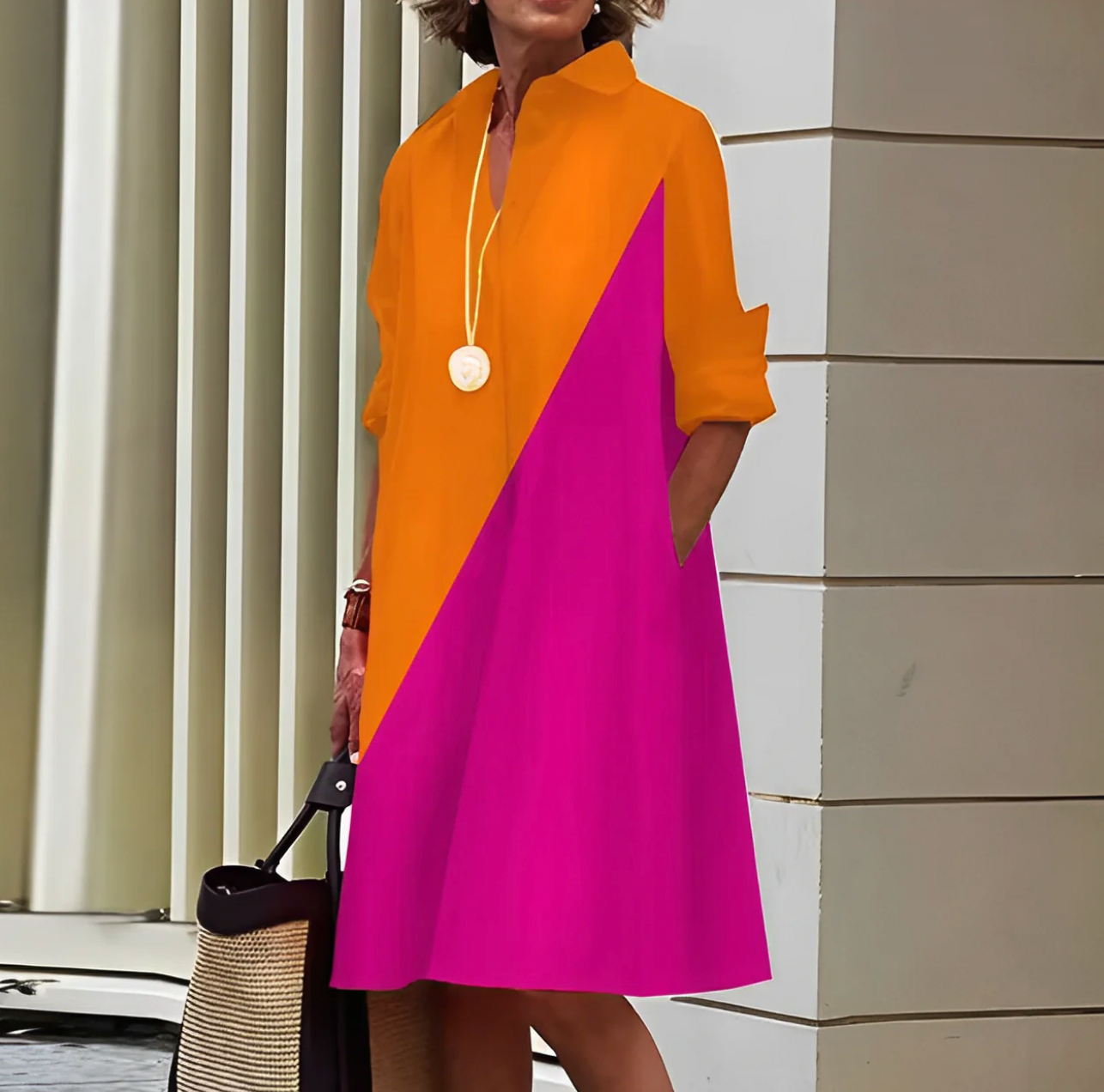 Image of Women's Button-Down A-Line Midi Dress