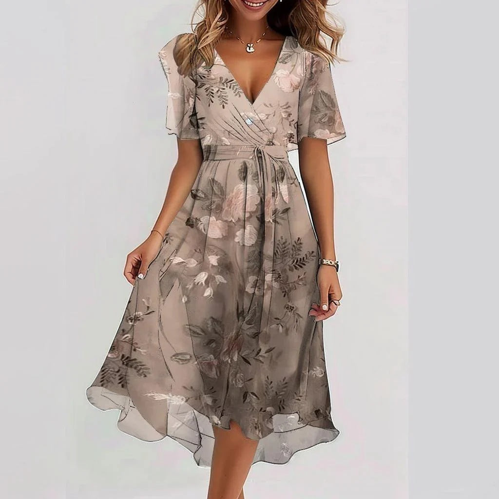Image of Women's Floral Wrap Midi Dress