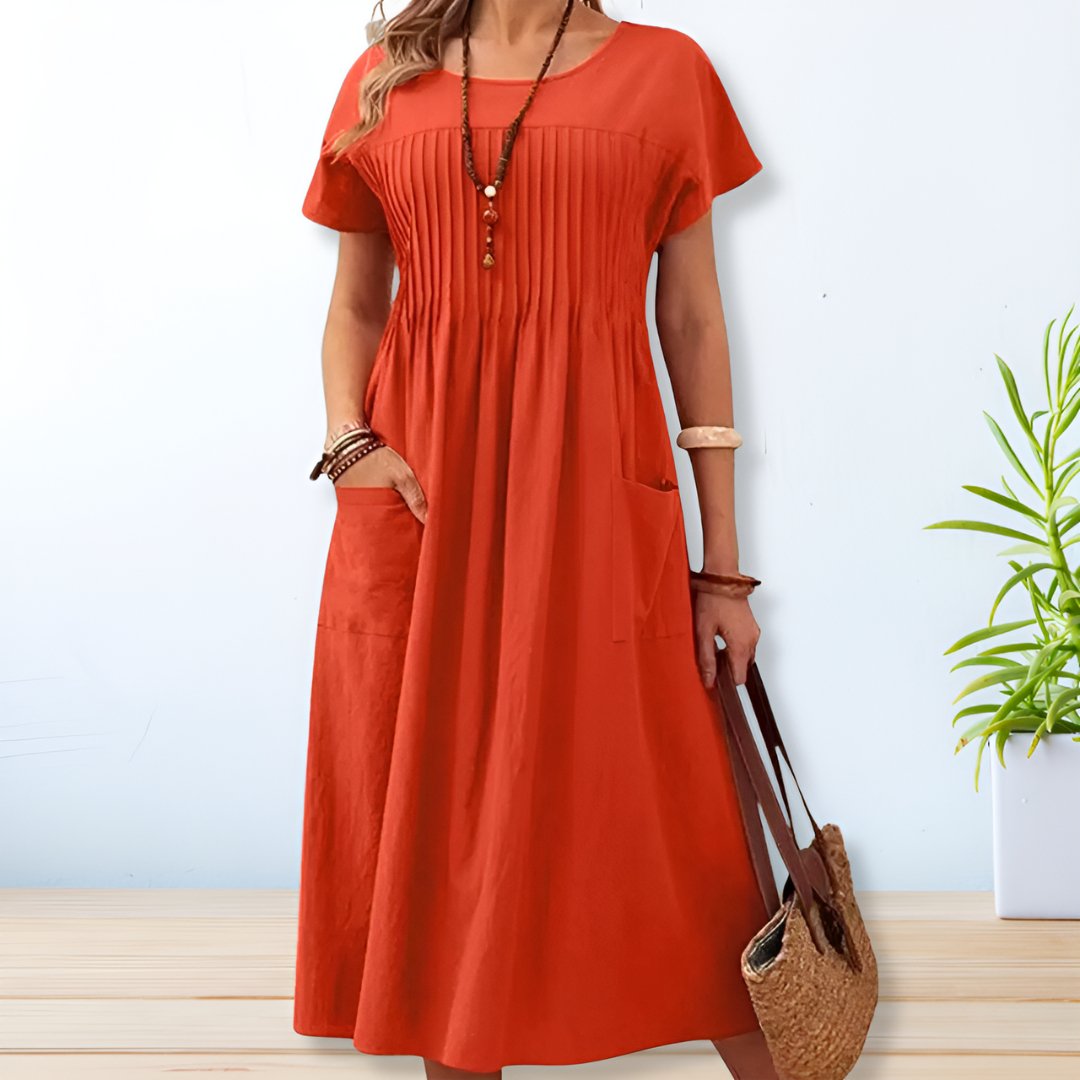 Image of Women's Pleated A-Line Midi Dress