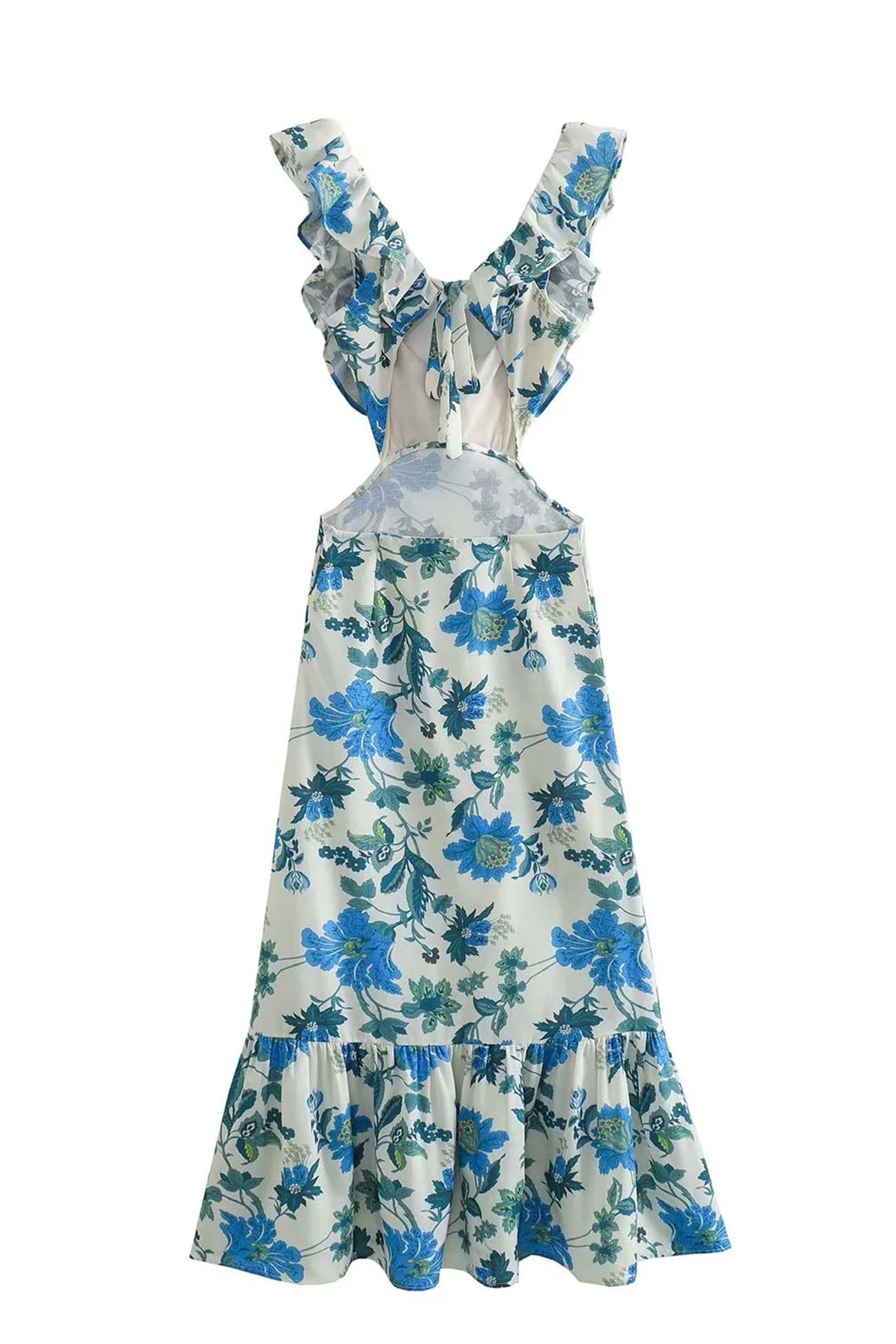 Image of Women's Ruffle Floral Summer Maxi Dress