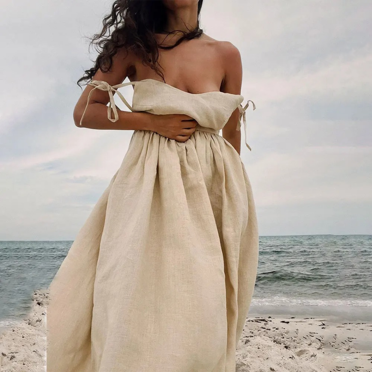Image of Women's Tie Strap A-Line Maxi Dress