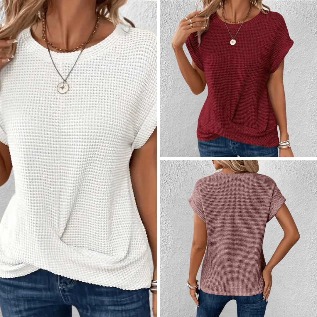 Image of Women's Twist Front Waffle Knit Top