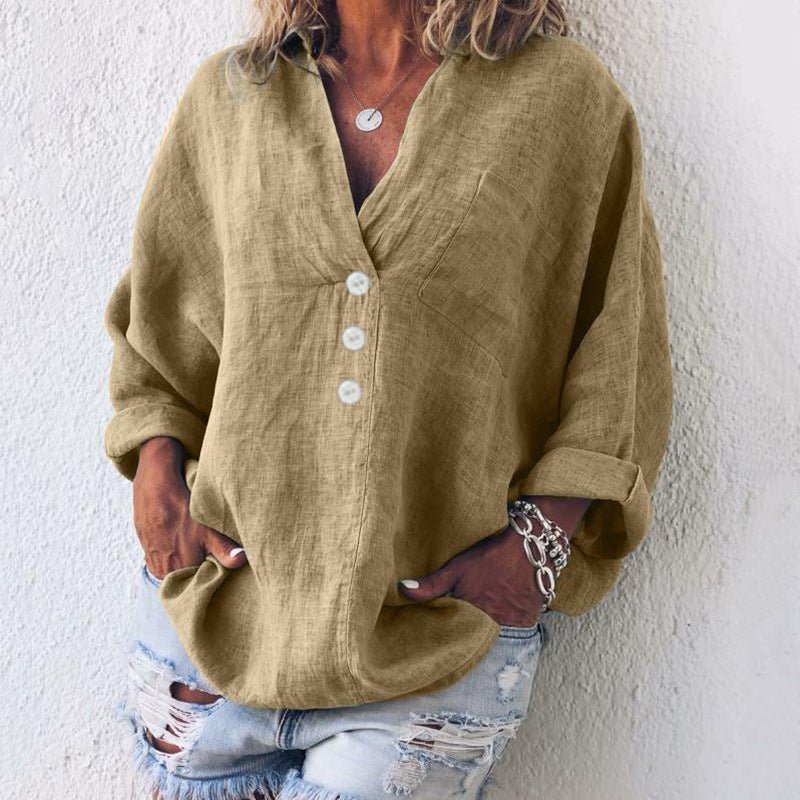 Image of Women's V-Neck Long Sleeve Blouse
