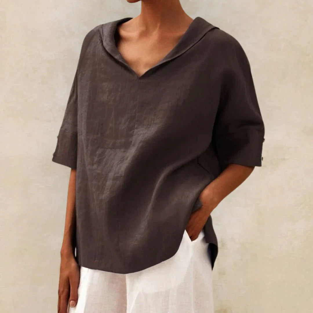 Image of Women's V-Neck Short Sleeve Blouse