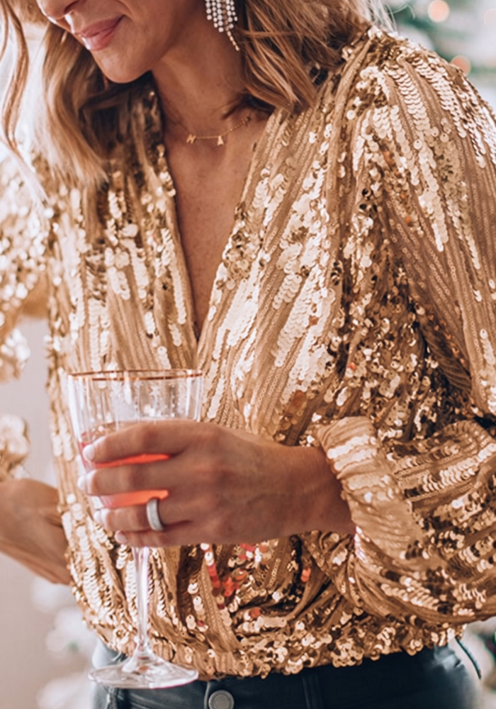 Women's Sequin Long Sleeve Blouse - Image 1
