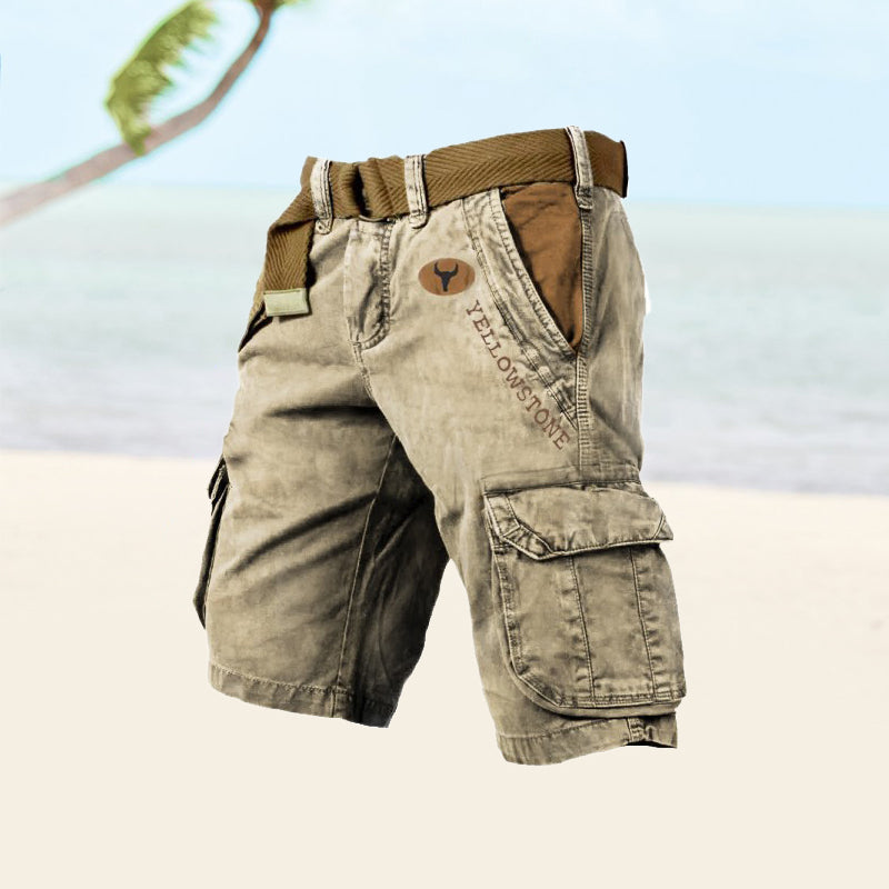Belted Cargo Shorts for Men - Knee Length Multi-Pocket - Image 3
