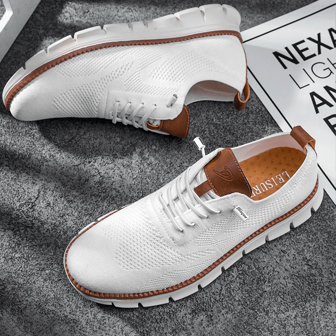 Lace-Up Sneakers for Men - Round Toe Perforated Upper - Image 5