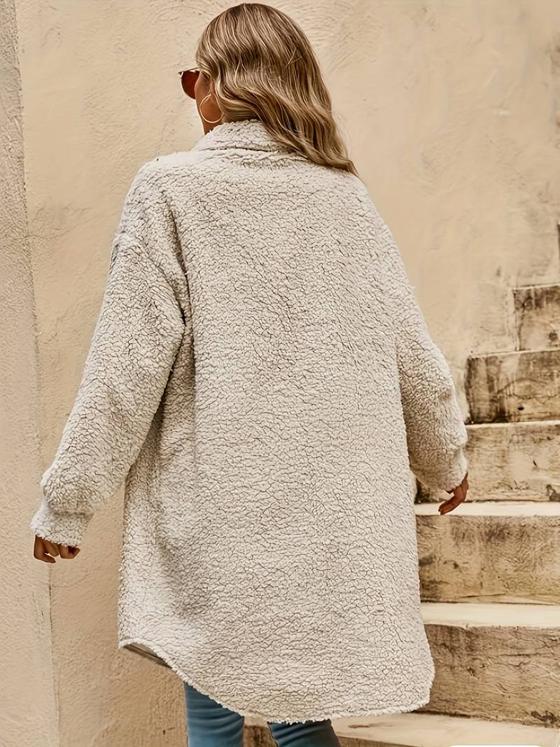 Sherpa Overshirt Coat for Women - Button Front - Image 2