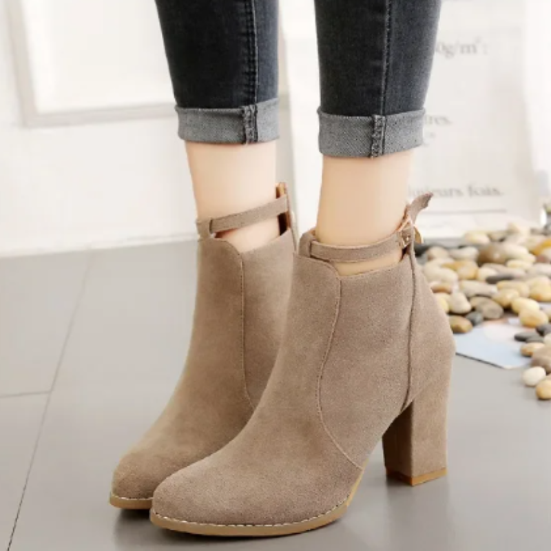 Pointed Toe Ankle Boots for Women - Buckle Strap - Image 12