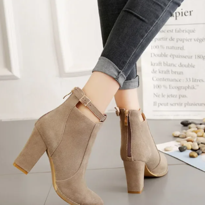Pointed Toe Ankle Boots for Women - Buckle Strap - Image 14
