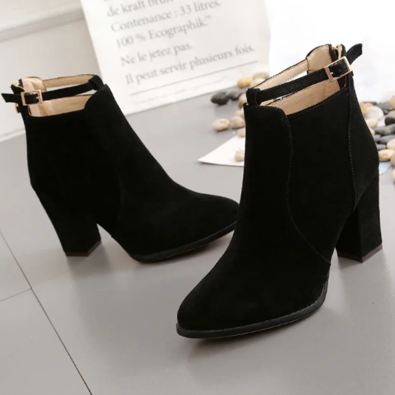 Pointed Toe Ankle Boots for Women - Buckle Strap - Image 19