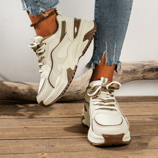 Chunky Platform Sneakers for Women - Panelled Design - Image 6