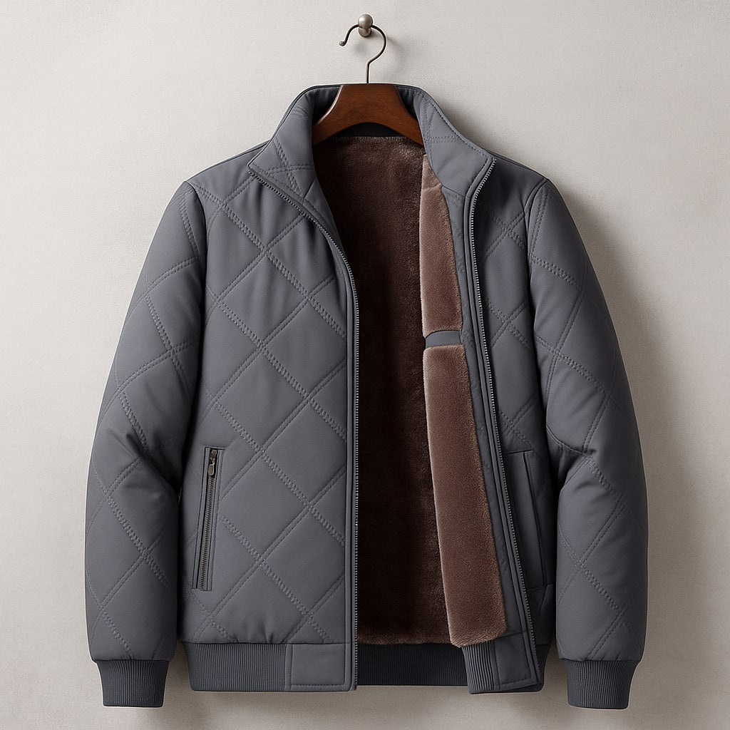 Quilted Bomber Jacket for Men - Zip Front - Image 4