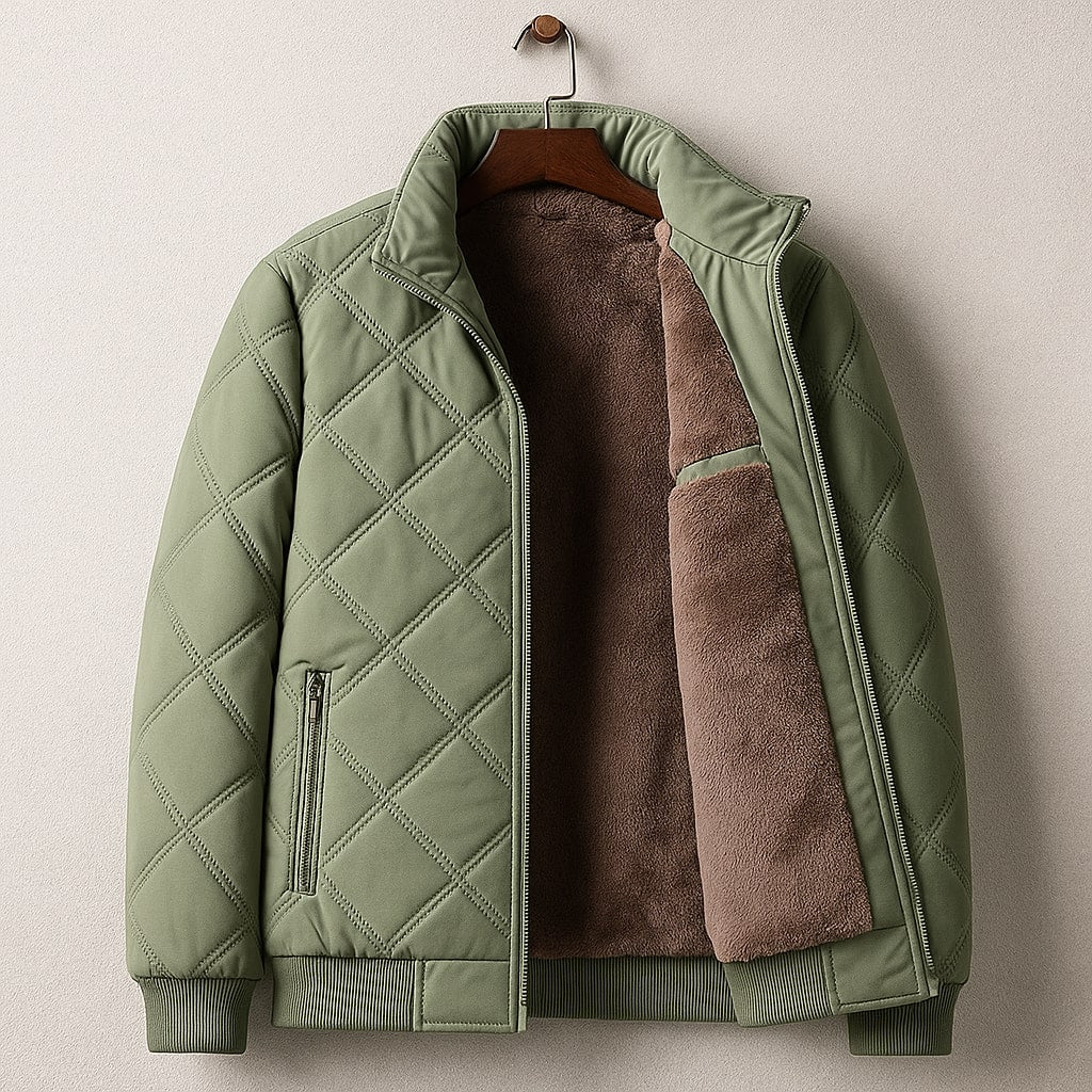 Quilted Bomber Jacket for Men - Zip Front - Image 2