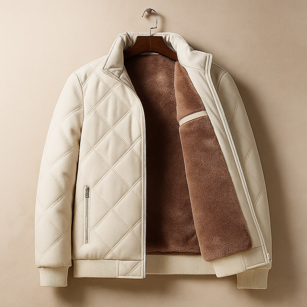 Quilted Bomber Jacket for Men - Zip Front - Image 3