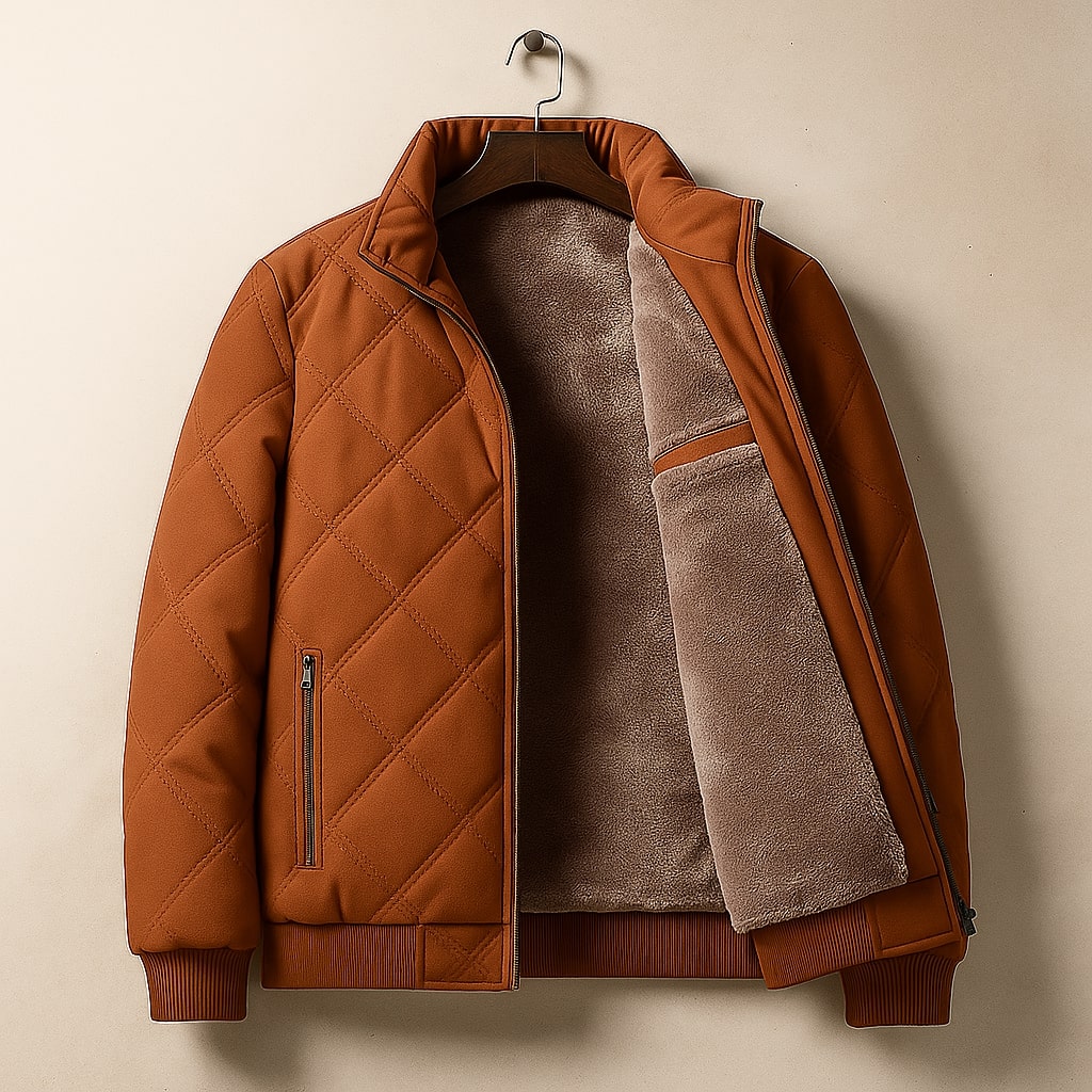 Quilted Bomber Jacket for Men - Zip Front - Image 1