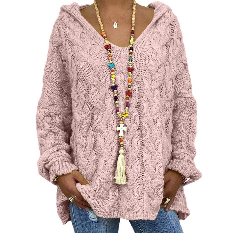 Cable Knit Sweater for Women - Hooded - Image 6