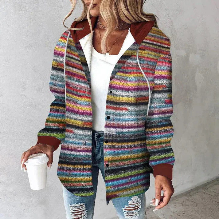 Hooded Jacket for Women - Striped - Image 2