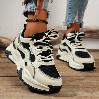 Chunky Platform Sneakers for Women - Panelled Design - Image 1