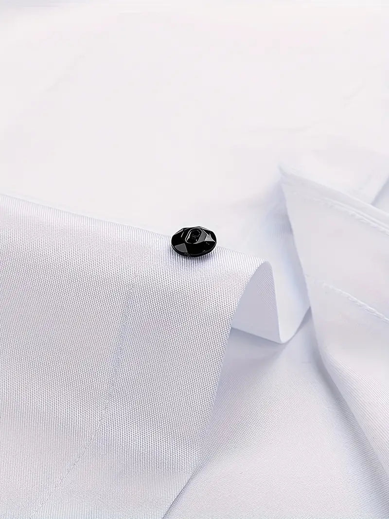 Button-Down Slim Fit Dress Shirt for men - Long Sleeve Point Collar - Buttoned Cuffs Solid Color - Image 9