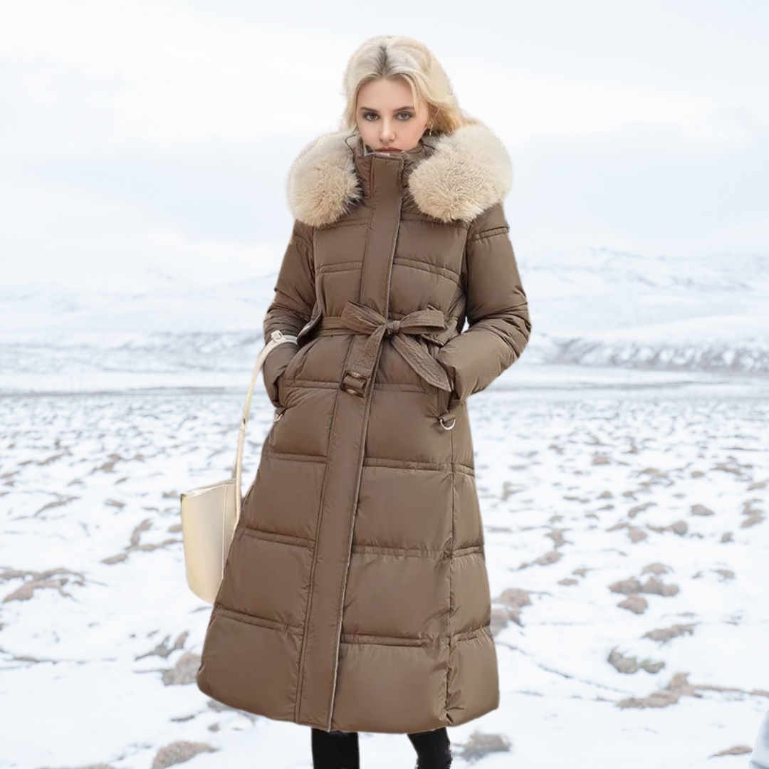 Puffer Coat for Women - Fur Hood - Image 6