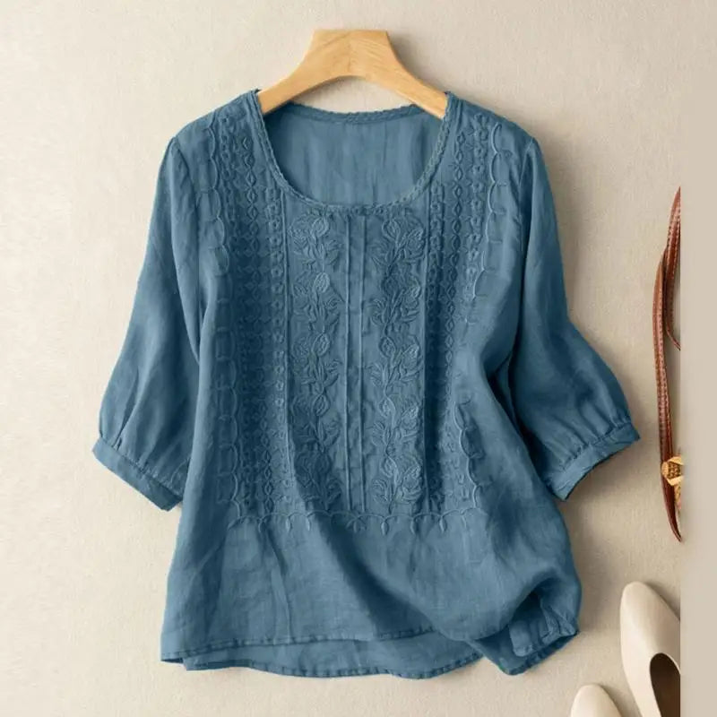 Image of Women's Embroidered 3/4 Sleeve Blouse