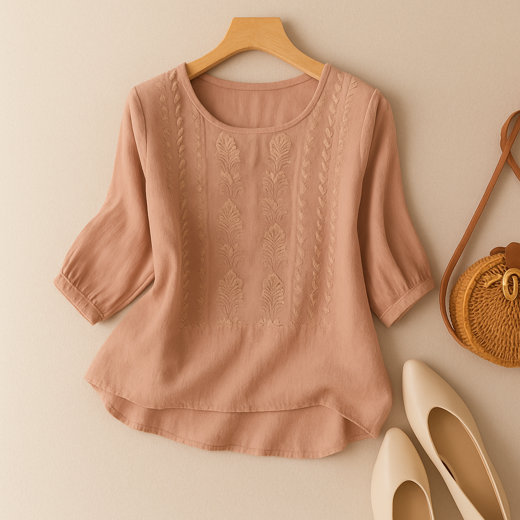 Image of Women's Embroidered 3/4 Sleeve Blouse