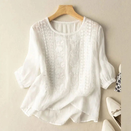 Image of Women's Embroidered 3/4 Sleeve Blouse