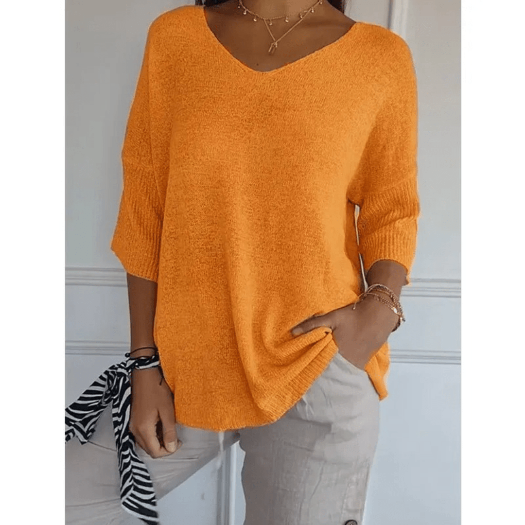 Image of Women's V-Neck 3/4 Sleeve Top